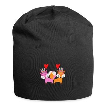 Amour de renard, couple, relation - Bonnet en jersey - noir - Devant