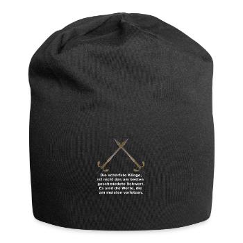 Die schärfste Klinge sind Worte - Jersey-Beanie - Schwarz - Vorne