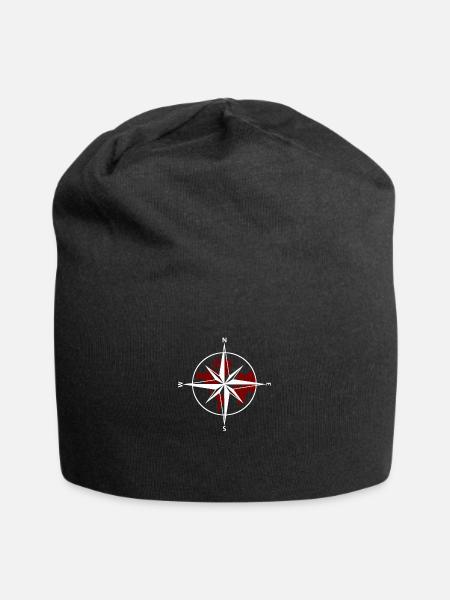 Boussole blanc-rouge - Bonnet en jersey - noir
