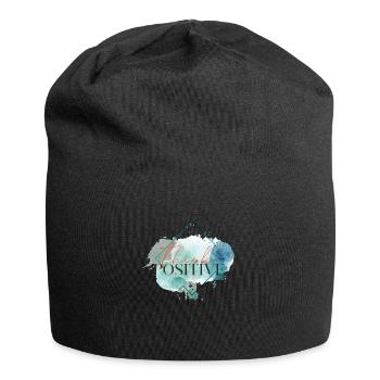 Denken Sie positiv - motivierendes Zitat - Jersey-Beanie - Schwarz - Vorne