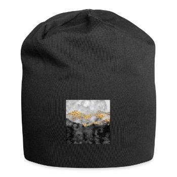 Dreamy Hills Watercolour Abstract Artwork, Gold - Jersey-Beanie - Schwarz - Vorne