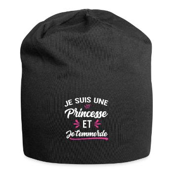 Je suis une princesse et je t'emmerde provoque - Bonnet en jersey - noir - Devant