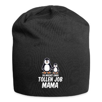 niedliche Pinguine Du machst einen tollen Job Mama - Jersey-Beanie - Schwarz - Vorne