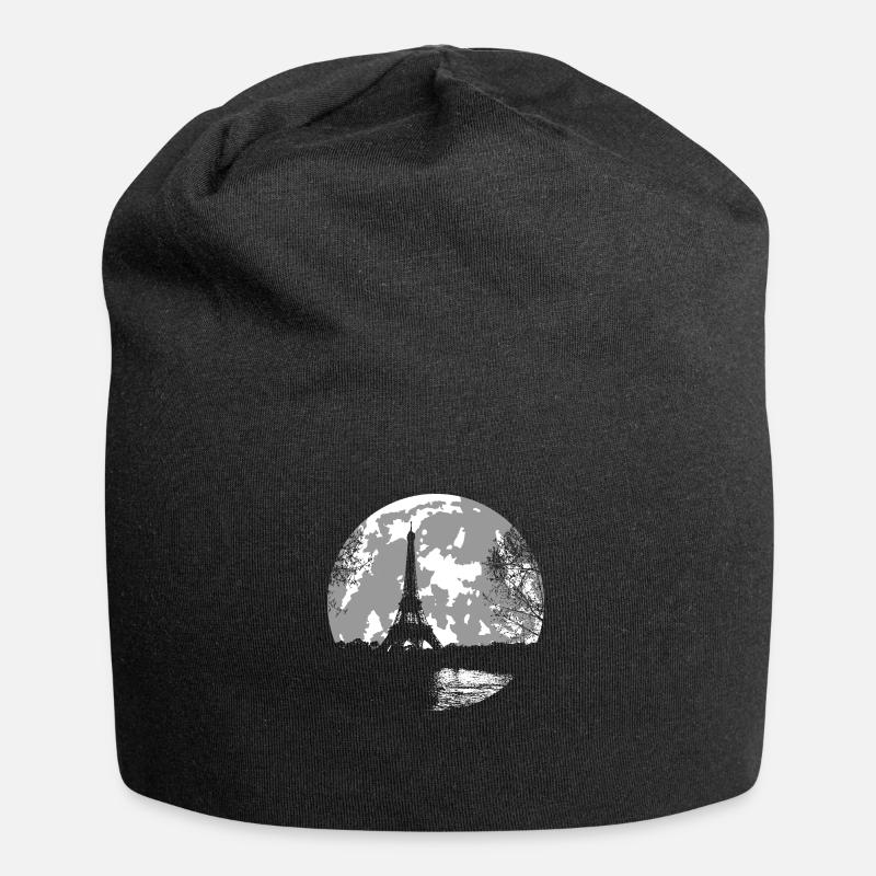 full moon and bets - Eiffel Tower - Jersey Beanie - black