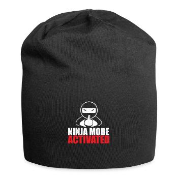 h 1Ninja Mode Ninja Star Lustige Ninja-Geschenkide - Jersey-Beanie - Schwarz - Vorne