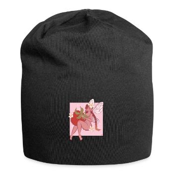 Raspberry with flowers is carried by fairy elf - Jersey Beanie - black - Front