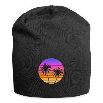 Palmiers Coucher soleil Synthwave - Bonnet en jersey - noir - Devant