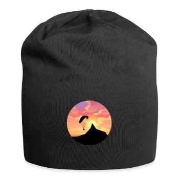 Paragleider/Paragleiter/Gleitschirm mit Berg Motiv - Jersey-Beanie - Schwarz - Vorne