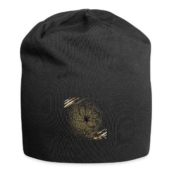 Fleur en étincelles dorées - Bonnet en jersey - noir - Devant