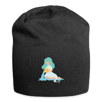 Signe du zodiaque du Verseau - Bonnet en jersey - noir - Devant