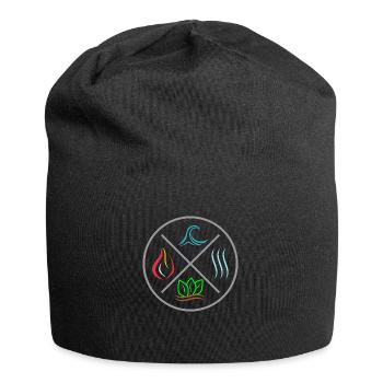 Die 4 Elemente - Feuer, Wasser, Erde, Luft - Kreis - Jersey-Beanie - Schwarz - Vorne