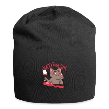 Le Chat Cool Alcoolique | Humour | Idée Cadeau - Bonnet en jersey - noir - Devant