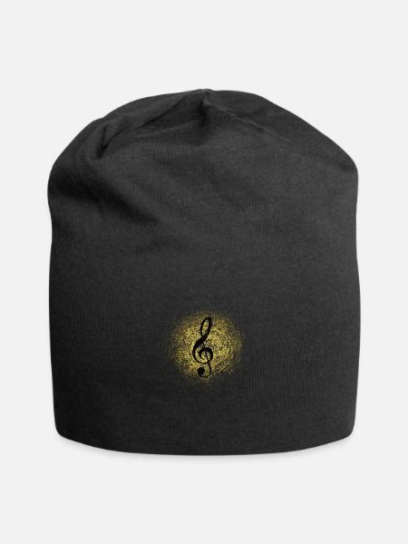 Violinschlüssel - Jersey-Beanie - Schwarz