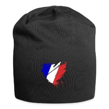 France Tricolor Paris Grunge Heart Football Goal - Jersey Beanie - black - Front