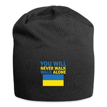 Sie werden nie alleine gehen Ukraine - Jersey-Beanie - Schwarz - Vorne