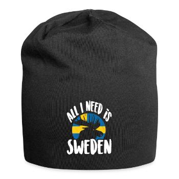 Alles was ich brauche ist Schweden - Jersey-Beanie - Schwarz - Vorne