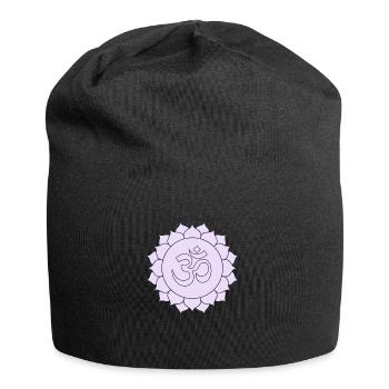 ohm signe lilas lumière violette - Bonnet en jersey - noir - Devant