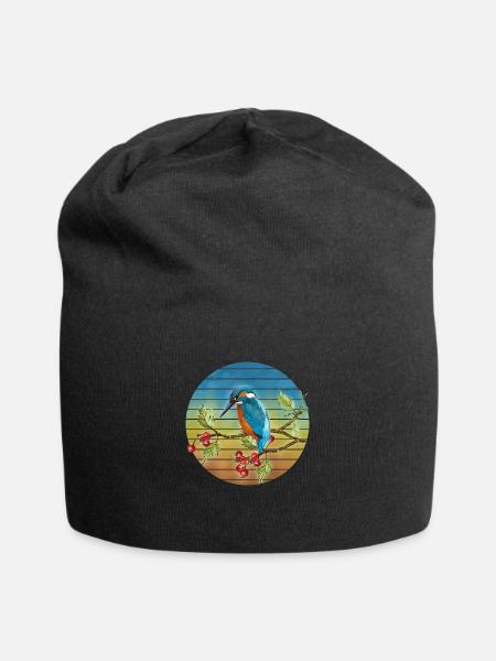 Bunter Vogel - Jersey-Beanie - Schwarz