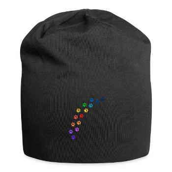 Bunte Tatzen von Hunden oder Katzen | Regenbogen - Jersey-Beanie - Schwarz - Vorne