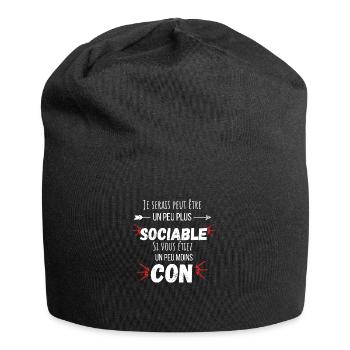 Un peu plus sociable citation humour - Bonnet en jersey - noir - Devant