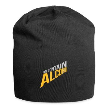 Kann Alkohol enthalten Text - Jersey-Beanie - Schwarz - Vorne