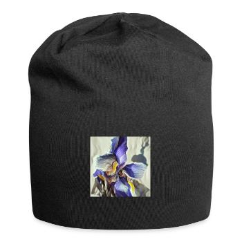 Purple iris flower in full bloom - Jersey Beanie - black - Front