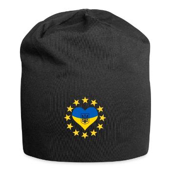 Le cœur de l’Ukraine avec les étoiles de l’UE - Bonnet en jersey - noir - Devant