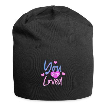 Sie sind geliebt Geliebte originelle Geschenkidee - Jersey-Beanie - Schwarz - Vorne