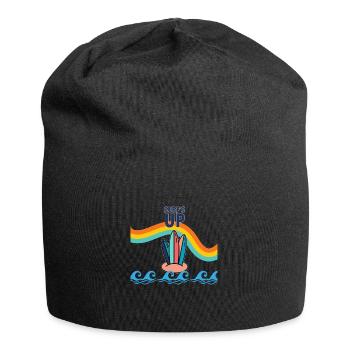 Regenbogen Surfbrett - Jersey-Beanie - Schwarz - Vorne