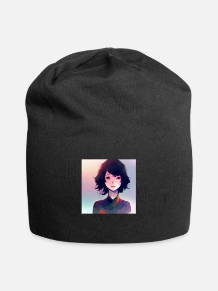 Manga girl - Jersey Beanie - black