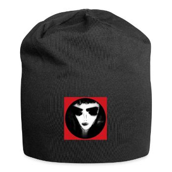 Femme en noir et blanc cerclée de rouge - Bonnet en jersey - noir - Devant