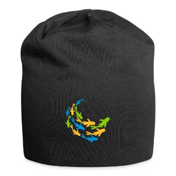 Bunter Schwarm Koi Fische - Jersey-Beanie - Schwarz - Vorne