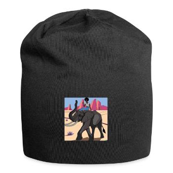 skinny black girl riding elephant - Jersey-Beanie - Schwarz - Vorne