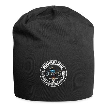 Motorrad Wahre Liebe hat zwei Räder und Kurven - Jersey-Beanie - Schwarz - Vorne