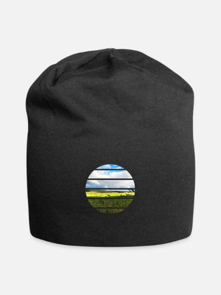 Sommer in Engstingen mit Regebogen - Jersey-Beanie - Schwarz