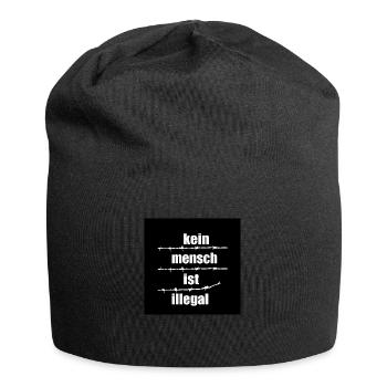 Kein Mensch ist illegal - Jersey-Beanie - Schwarz - Vorne