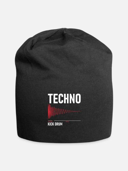 Techno - Kick Drum - Jersey-Beanie - Schwarz