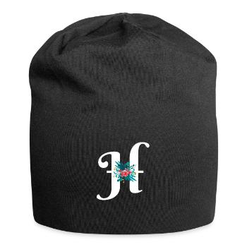 lettre H fleuris - Bonnet en jersey - noir - Devant