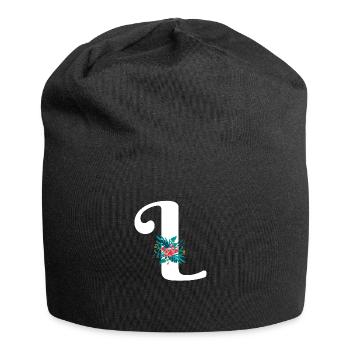 lettre L fleuris - Bonnet en jersey - noir - Devant