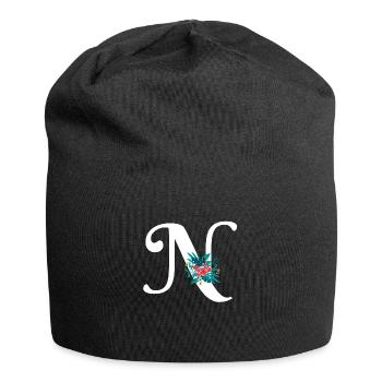 lettre N fleuris - Bonnet en jersey - noir - Devant