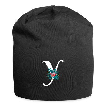 lettre Y fleuris - Bonnet en jersey - noir - Devant
