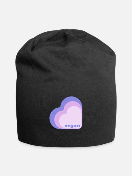 Vegan Lilac Heart - Jersey Beanie - black