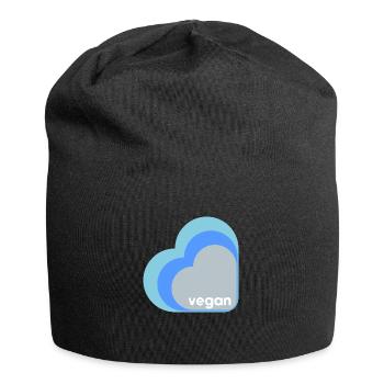 Cœur végétalien bleu - Bonnet en jersey - noir - Devant