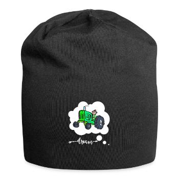 Traktor - Straßenschild - Pass - Jersey-Beanie - Schwarz - Vorne