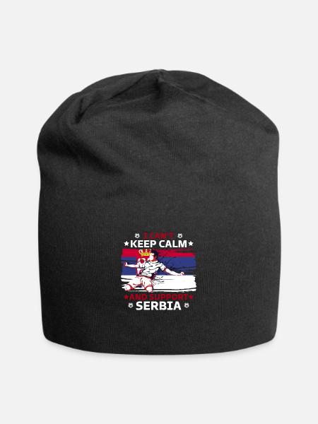 Bleib ruhig und unterstütze Serbien - Jersey-Beanie - Schwarz