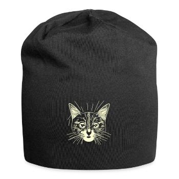Illustration eines Katzenporträts, Vektor - Jersey-Beanie - Schwarz - Vorne