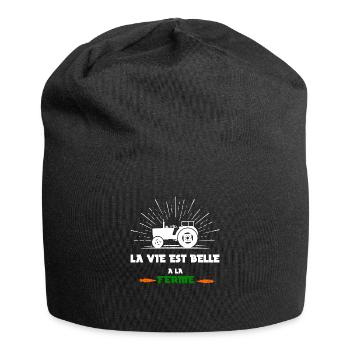 la vie est belle a la ferme - Bonnet en jersey - noir - Devant