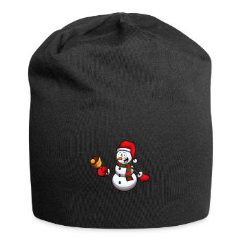 Schneemann mit Glocke - Jersey-Beanie - Schwarz - Vorne