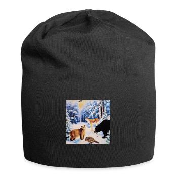 Waldtiere - Jersey-Beanie - Schwarz - Vorne
