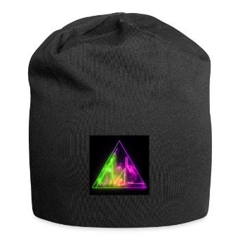 Abstract neon lights triangle cityscape design - Jersey-Beanie - Schwarz - Vorne